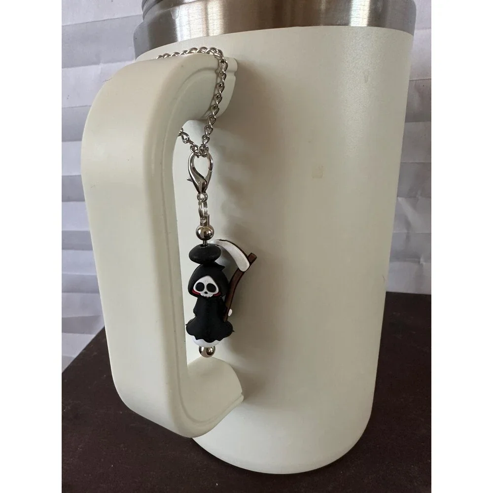 Handmade Coffee Travel Mug Charms Drink Cup Accessories Halloween Grim Reaper